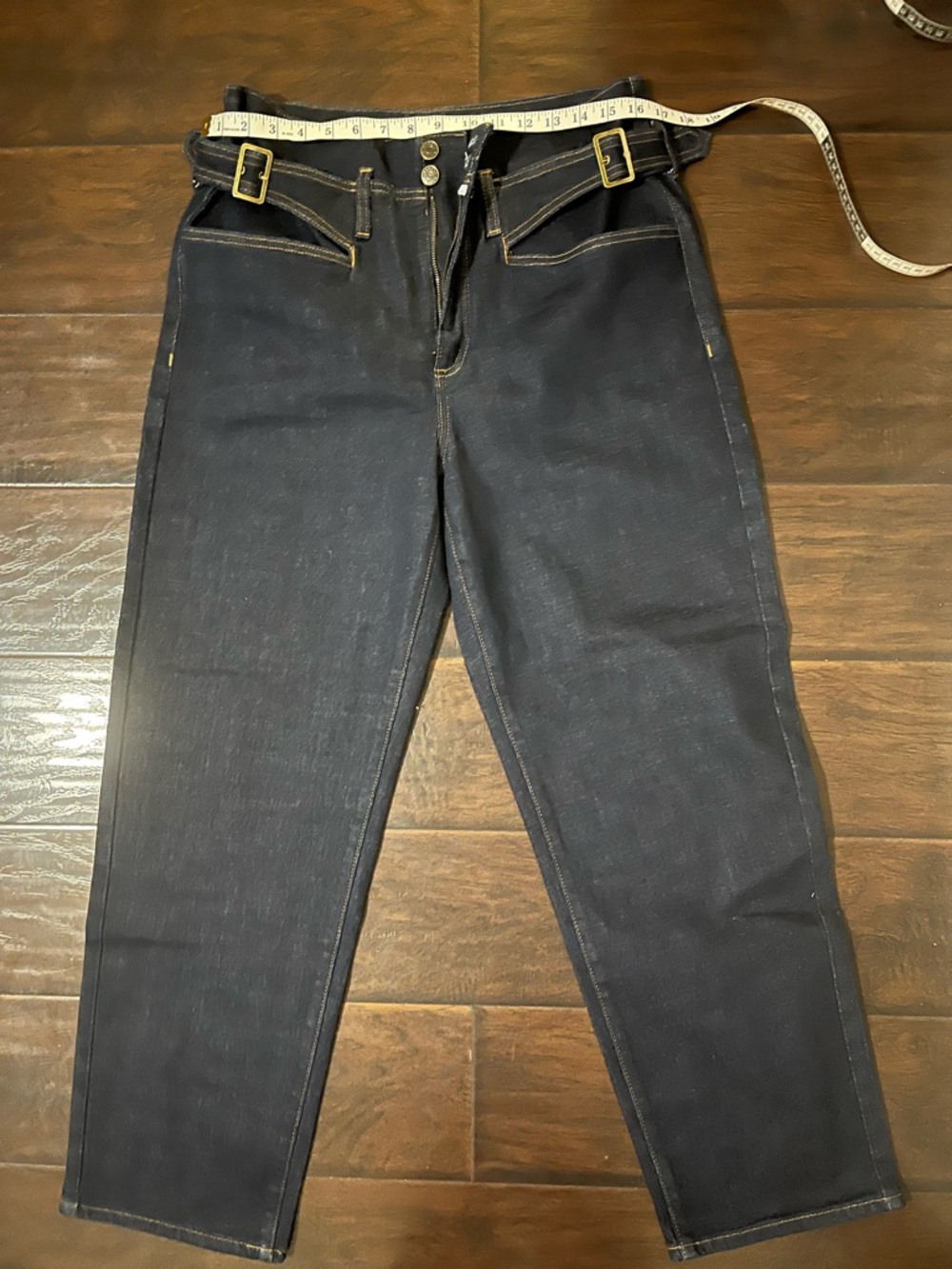 Banana Republic Straight Leg Dark Indigo Jeans with Side Buckles